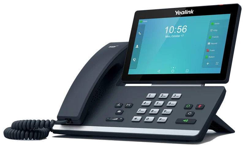 Yealink touchscreen desk phone and cordless handset