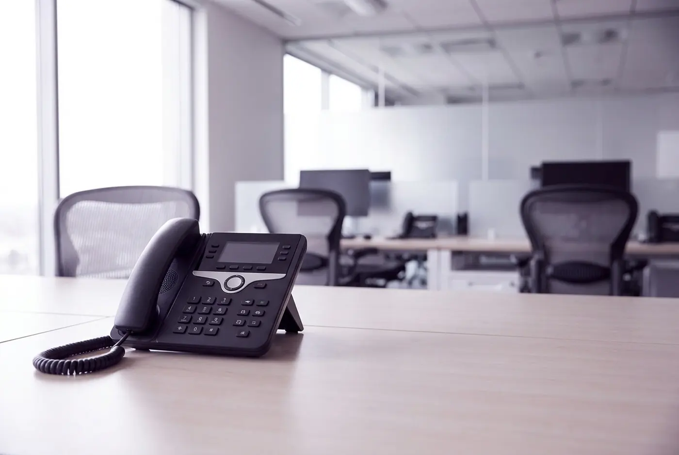 Business desk telephone in a modern UK office