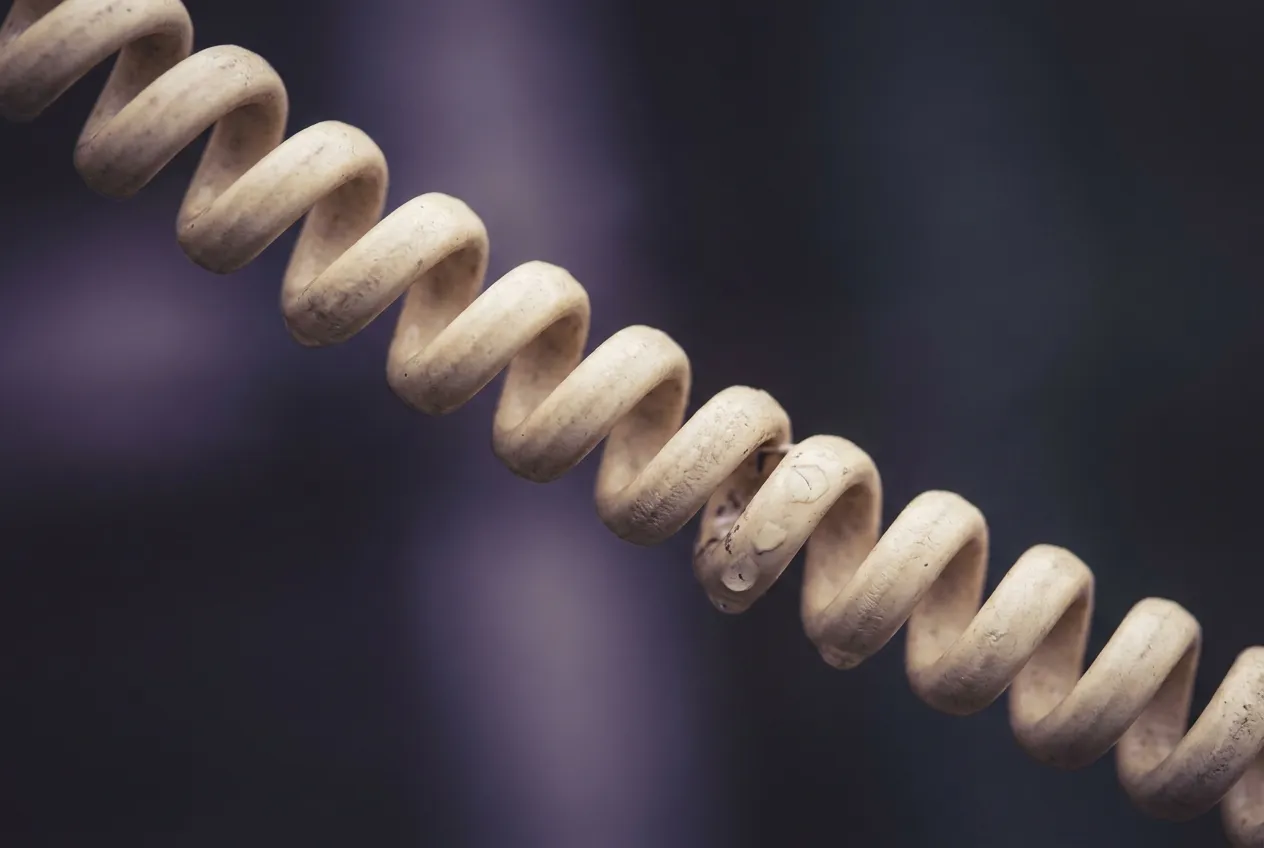 Coiled cord of a classic analogue telephone